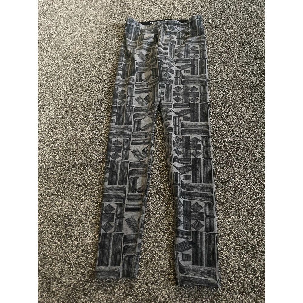 Nike Sportswear Gray Black "Leg-A-See" abstract geometric athletic Leggings S